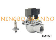 CA25T G1 ίντσας αεριωθούμενη βαλβίδα σφυγμού σωστής γωνίας ηλεκτρομαγνητική για την περασμένη κλωστή σύνδεση συλλεκτών σκόνης