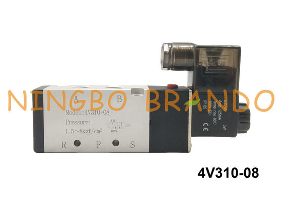 BSP 1/4" 4V310-08 AirTAC Type Pneumatic Solenoid Valve 5/2 Way Single Solenoid DC12V DC24V