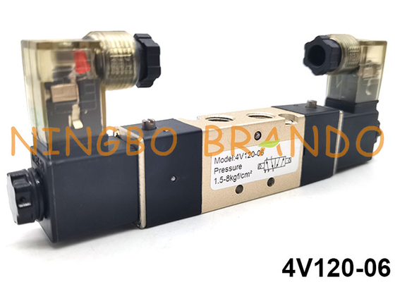 4V120-06 Airtac τύπων διπλή βαλβίδα σωληνοειδών σπειρών πνευματική 5/2 τρόπος 24VDC 220VAC