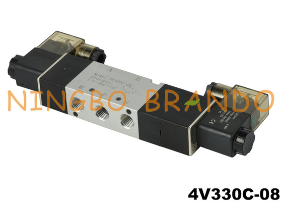 4V330C-08 Κλείσιμο κέντρου πνευματικής ηλεκτρομαγνητικής βαλβίδας 5 κατευθύνσεων 2 Θέση 1/4''
