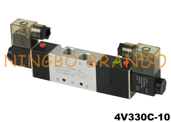 4V330C-10 3/8'' Διπλή ηλεκτρομαγνητική βαλβίδα πεπιεσμένου αέρα ελέγχου αέρα 24V DC 220V AC