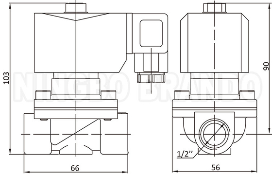 2W160-15 1/2' 2 Way NC Brass Solenoid Valve με πλέγμα IP65 24V 220V