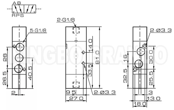4Α120-06 Πνευματική βαλβίδα ηλεκτροσόκ 5/2 οδού 1/8'