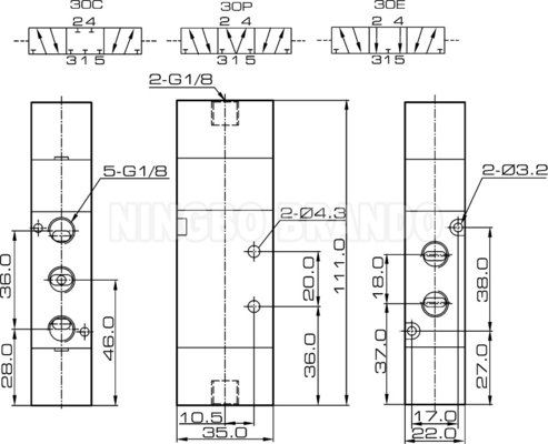 4A230C-06 4A230E-06 4A230P-06 Πνευματική βαλβίδα πιλότου αέρος 1/8&quot;