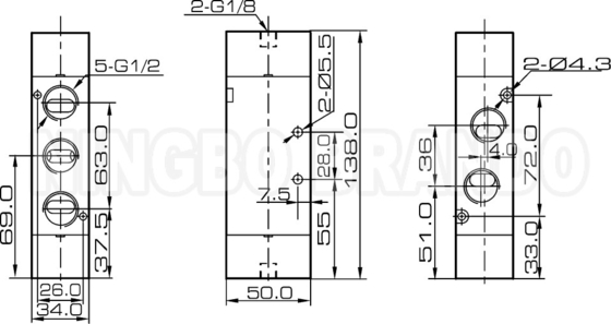 4Α420-15 1/2' διπλή βαλβίδα πύραυλου πύραυλου 5/2 οδός πνευματικός έλεγχος