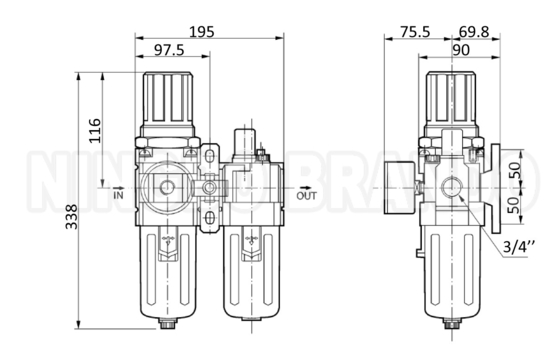 AC5010-06 AC5010-10 SMC τύπου Πνευματικό φίλτρο αέρα συνδυασμός μονάδα F.R.L.