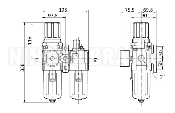 AC5010-06 AC5010-10 SMC τύπου Πνευματικό φίλτρο αέρα συνδυασμός μονάδα F.R.L.