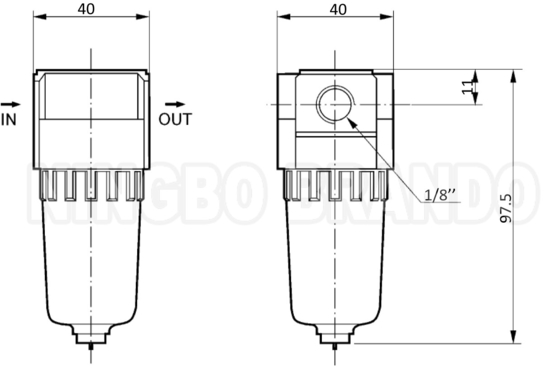 SMC Τύπος 1/8' AF2000-01 1/4' AF2000-02 Πνευματικό φίλτρο αέρα
