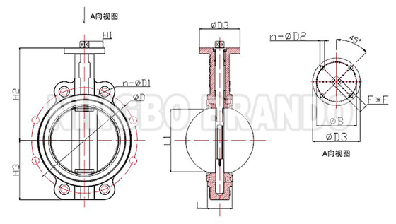 DN25 έως DN1200 τύπου άκαμπτης κυψέλης τύπου βαλβίδας πεταλούδας χάλυβα άνθρακα