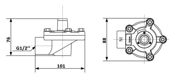 1/2' RCA15T Δικαιόγωνη βαλβίδα τηλεχειριστή για φίλτρο σακούλας συλλέκτη σκόνης
