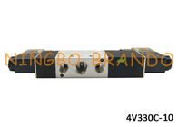 AC220V DC24V 3/8» πνευματική βαλβίδα σωληνοειδών 5/3 τρόπος 4v330c-10 με το σώμα αργιλίου για τη μηχανή αυτοματοποίησης