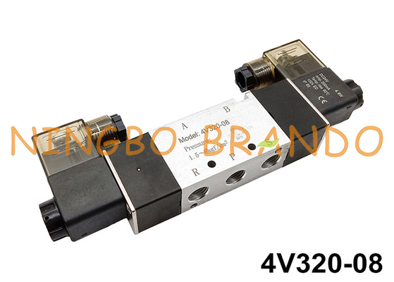 4V320-08 1/4» διπλή πνευματική βαλβίδα DC12V DC24V AC220V σωληνοειδών