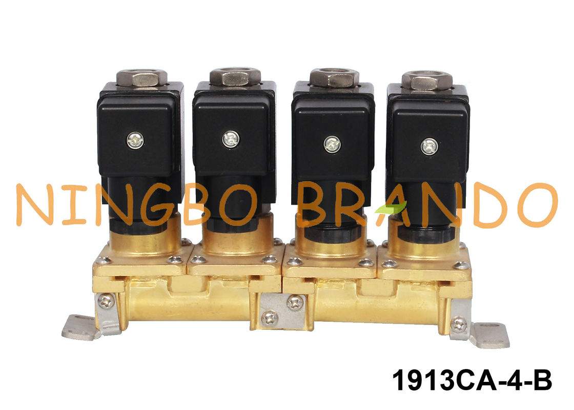Stackable 4 ομαδοποιούν τον πολυ-τρόπο 1/8» 1/4» 24V 220V βαλβίδων σωληνοειδών ορείχαλκου