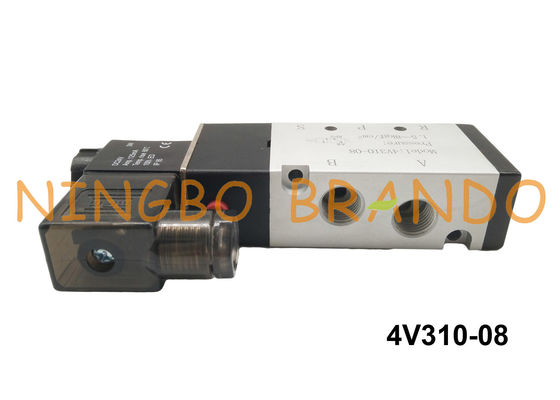 BSP 1/4" 4V310-08 AirTAC Type Pneumatic Solenoid Valve 5/2 Way Single Solenoid DC12V DC24V