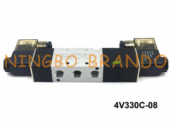 1/4" NPT 4V330C-08 AirTAC Type Pneumatic Solenoid Valve 5/3 Way Close Center AC220V DC24V