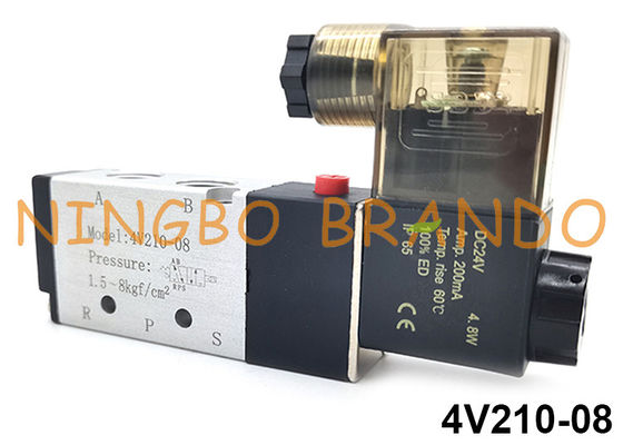 4V210-08 5/2 Way Airtac Type Pneumatic Μονή Ηλεκτρομαγνητική Βαλβίδα 24V 110V 220V
