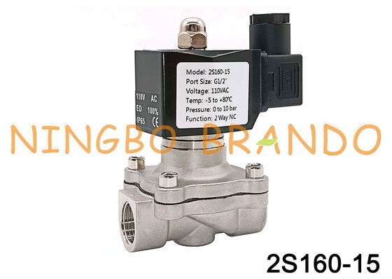 2S160-15 Βαλβίδα διαφράγματος 1/2 ίντσας 2/2 κατευθύνσεων από ανοξείδωτο χάλυβα