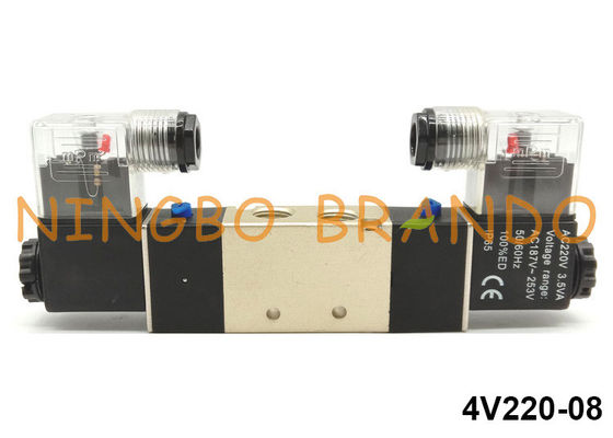 1/4» πνευματική βαλβίδα σωληνοειδών τύπων 4V220-08 Airtac 5 τρόπος 2 θέση 220V