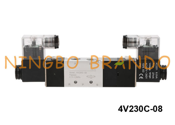Πνευματική βαλβίδα σωληνοειδών τύπων 4V230C-08-DC24V Airtac 5/3 συνεχές ρεύμα τρόπων 24V