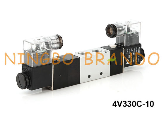 4v330c-10 πνευματική βαλβίδα σωληνοειδών τύπων Airtac 5/3 ΣΥΝΕΧΈΣ 220V εναλλασσόμενο ρεύμα τρόπων 24V