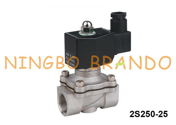 2S250-25 1 ίντσα 2 βαλβίδα σωληνοειδών νερού ανοξείδωτου τρόπων NC 24V 220V