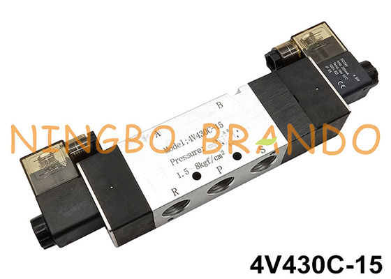 Πνευματική βαλβίδα σωληνοειδών 4V430C-15 5Ports 3Position DC24V AC220V